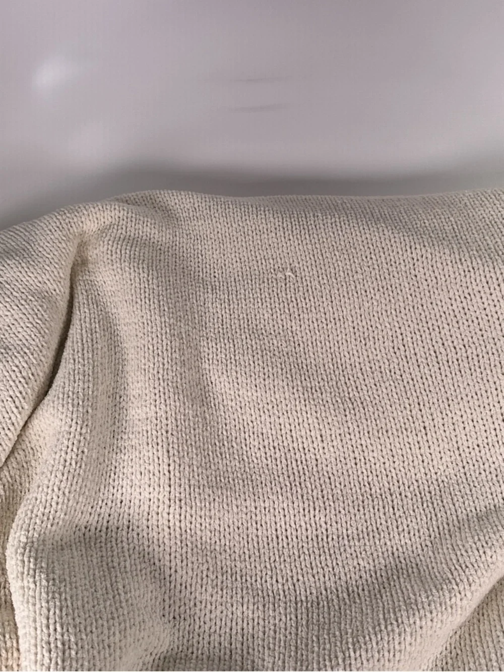 POTTERY BARN Chunky Knit Sherpa Backed Blanket Ivory Cream Queen 90x96